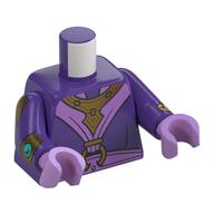 Visuel indicatif Rebrickable de Torse, garniture de lavande, bague en or, collier motif imprimé bras violet foncé, moyenne lavande mains (Torso, Lavender Trim, Gold Ring, Necklace Print Dark Purple Arms, Medium Lavender Hands)