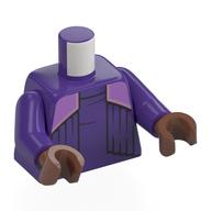 Visuel indicatif Rebrickable de Torse, robe, lignes noires, motif imprimé panneaux de lavande, bras pourpre foncé, mains brun moyen (Torso, Dress, Black Lines, Lavender Panels Print, Dark Purple Arms, Medium Brown Hands)