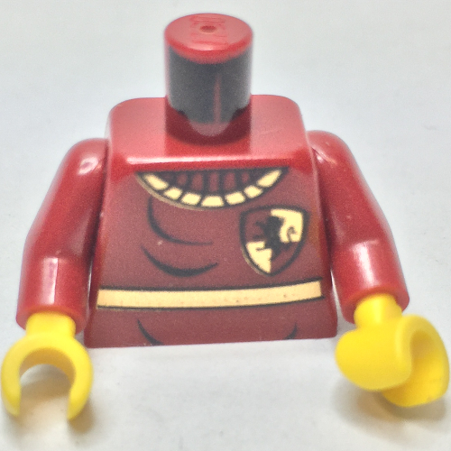 Torse, chandail de quidditch avec motif imprimé de blason de gryffondor, bras rouge foncé, mains jaunes (Torso, Quidditch Sweater with Gryffindor Crest Print, Dark Red Arms, Yellow Hands)