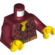 Torse, chemise à carreaux avec motif imprimé ceinture à outils, bras rouge foncé, mains jaunes (Torso, Chequered Shirt With Tool Belt Print, Dark Red Arms, Yellow Hands)