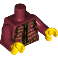 Torse, tunique, motif floral, boutons d'or et motif imprimé garniture, bras rouge foncé, mains jaunes (William Shakespeare) (Torso, Tunic, Floral Motif, Gold Buttons and Trim Print, Dark Red Arms, Yellow Hands (William Shakespeare))