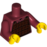 Visuel indicatif Rebrickable de Torse, armure plaque Marron foncé avec motif imprimé Rivets de cuivre, bras rouge foncé, mains jaunes (Torso, Armor Plate Dark Brown with Copper Rivets Print, Dark Red Arms, Yellow Hands)