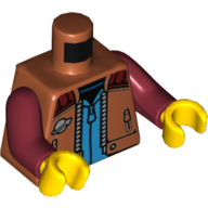 Visuel indicatif Rebrickable de Torse, veste, fermetures à glissière, veste azur moyen, logo de l'espace classique motif imprimé, bras rouge foncé, mains jaunes (Torso, Jacket, Zippers, Medium Azure Jacket, Classic Space Logo Print, Dark Red Arms, Yellow Hands)