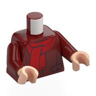 Torse, manteau, motif : écharpe rouge, bras rouge foncé, mains nougat clair (Torso, Coat, Red Scarf Print, Dark Red Arms, Light Nougat Hands)