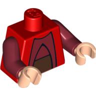 Visuel indicatif Rebrickable de Torse, robe avec sous-vêtement rouge foncé et taille marron foncé écharpe motif imprimé (chancelier Palpatine), bras rouge foncé, mains nougat clair (Torso, Robe with Dark Red Undershirt and Dark Brown Waist Sash Print (Chancellor Palpatine), Dark Red Arms, Light Nougat Hands)