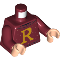 Torse, pull avec motif imprimé 'R', bras rouge foncé, mains nougat clair (Torso, Sweater with 'R' Print, Dark Red Arms, Light Nougat Hands)