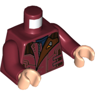 Visuel indicatif Rebrickable de Torse, veste, motif : chemise bleu foncé, bras rouge foncé, mains nougat clair (Torso, Jacket, Dark Blue Shirt Print, Dark Red Arms, Light Nougat Hands)