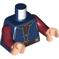 Visuel indicatif Rebrickable de Torse, tunique, sous-vêtement rouge foncé, bord argenté, motif imprimé ceinture, bras rouge foncé, mains nougat clair (Torso, Tunic, Dark Red Undershirt, Silver Trim, Belt Print, Dark Red Arms, Light Nougat Hands)