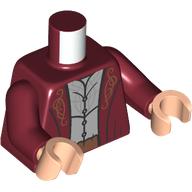 Visuel indicatif Rebrickable de Torse, veste, or décorations, chemise gris clair bleuté, Nougat ceinture motif imprimé, bras rouge foncé, mains nougat clair (Torso, Jacket, Gold Decorations, Light Bluish Grey Shirt, Nougat Belt Print, Dark Red Arms, Light Nougat Hands)