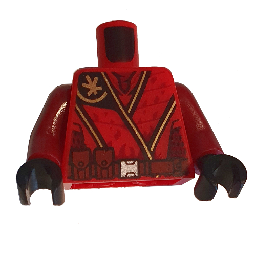 Torse, robe, Bords dorés, Ceinture utilitaire rouge foncé motif imprimé (Kai), bras rouge foncé, mains noires (Torso, Robe, Gold Trim, Dark Red Utility Belt Print (Kai), Dark Red Arms, Black Hands)