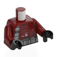 Torse, armure de marine galactique, ceintures utilitaires gris bleuté clair imprimé, bras rouge foncé, mains noires (Torso, Galactic Marines Armor, Light Bluish Grey Utility Belts Print, Dark Red Arms, Black Hands)