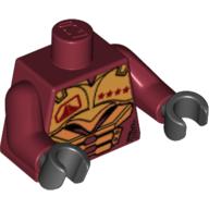 Visuel indicatif Rebrickable de Torse, armure, or avec quatre étoiles et motif imprimé armure composite, bras rouge foncé, mains noires (Torso, Armor, Gold with Four Stars and Composite Armor Print, Dark Red Arms, Black Hands)