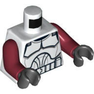 Visuel indicatif Rebrickable de Torse, modèle imprimé d'armure de soldat clone, bras rouge foncé, mains noires (Torso, Clone Trooper Armor Print, Dark Red Arms, Black Hands)