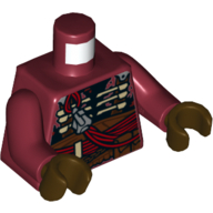 Visuel indicatif Rebrickable de Torse, Corde, Courroie, Ceinture avec poches imprimé, bras rouge foncé, mains brun foncé (Torso, Rope, Ribs, Belt with Pockets Print, Dark Red Arms, Dark Brown Hands)