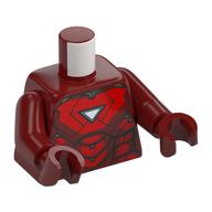 Visuel indicatif Rebrickable de Torse, Iron Man marque 6 armure, triangle arc réacteur motif imprimé, bras et mains rouge foncé (Torso, Iron Man Mark 6 Armor, Triangle Arc Reactor Print, Dark Red Arms and Hands)