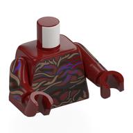 Torse, violet foncé/or/marron foncé/nougat, bras et mains rouge foncé (Torso, Dark Purple/Gold/Dark Brown/Nougat Vines Print, Dark Red Arms and Hands)