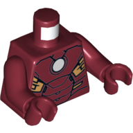 Torse, armure avec motif imprimé cercle blanc, bras et mains rouge foncé (Torso, Armor with White Circle Print, Dark Red Arms and Hands)