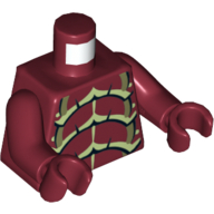 Torse, buggoid de l'escouade galaxie avec motif imprimé exosquelette vert olive, vert jaunâtre et noir, bras et mains rouge dar (Torso, Galaxy Squad Buggoid with Olive Green, Yellowish Green and Black Exoskeleton Print, Dar Red Arms and Hands)