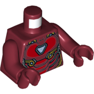 Torse, armure avec plaques rouges, Triangle bleu clair/blanc (réacteur d'arc) motif imprimé (Iron Man), bras et mains rouge foncé (Torso, Armor with Red Plates, Light Blue/White Triangle (Arc Reactor) Print (Iron Man), Dark Red Arms and Hands)