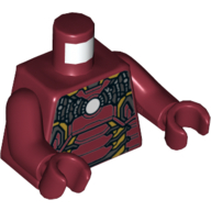 Torse, armure avec détails en argent et or, Triangle bleu clair / blanc (réacteur d'arc) motif imprimé (Iron Man), bras et mains rouge foncé (Torso, Armor with Silver and Gold Detailing, Light Blue/White Triangle (Arc Reactor) Print (Iron Man), Dark Red Arms and Hands)