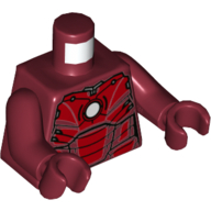 Torse, armure, panneaux rouges, cercle blanc (réacteur ARC) motif imprimé, bras et mains rouge foncé (Torso, Armor, Red Panels, White Circle (ARC Reactor) Print, Dark Red Arms and Hands)