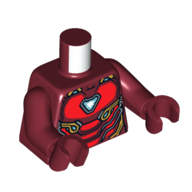 Torse, armure, panneaux rouges avec bordure dorée, motif imprimé réacteur à arc triangulaire, bras et mains rouge foncé (Torso, Armor, Red Panels with Gold Trim, Triangle Arc Reactor Print, Dark Red Arms and Hands)