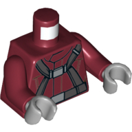 Torse, costume de pilote, sangles gris foncé bleuâtre / modèle imprimé harnais, bras rouge foncé, mains gris bleuté clair (Torso, Pilot Suit, Dark Bluish Gray Straps/Harness Print, Dark Red Arms, Light Bluish Gray Hands)