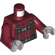Torse, combinaison avec harnais imprimé (pilote de skyhopper), bras rouge foncé, mains gris bleuté clair (Torso, Jumpsuit with Harness Print (Skyhopper Pilot), Dark Red Arms, Light Bluish Gray Hands)