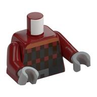 Torse, motif à carreaux pixellisés et imprimé ceinture, bras rouge foncé, mains gris bleuté clair (Torso, Pixelated Plaid and Belt Print, Dark Red Arms, Light Bluish Gray Hands)