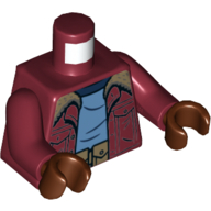 Visuel indicatif Rebrickable de Torse, Veste avec fourrure, chemise bleu moyen avec col bleu foncé, motif : ceinture utilitaire, bras rouge foncé, mains brun rougeâtre (Torso, Jacket with Fur, Medium Blue Shirt with Dark Blue Collar, Utility Belt Print, Dark Red Arms, Reddish Brown Hands)