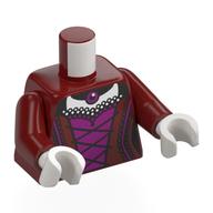 Visuel indicatif Rebrickable de Torse, robe, devant magenta, poitrine blanche, violet foncé Pendentif imprimé, bras rouge foncé, mains blanches (Torso, Dress, Magenta Front, White Chest, Dark Purple Pendant Print, Dark Red Arms, White Hands)
