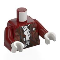 Torse, veste, décorations de beige foncé, écharpe blanche avec motif imprimé de volants, bras rouge foncé, mains blanches (Torso, Jacket, Dark Tan Decorations, White Scarf with Ruffles Print, Dark Red Arms, White Hands)