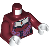 Torse, corset avec garniture de lavande et rouge foncé Pendentif imprimé, bras rouge foncé, mains blanches (Torso, Corset with Lavender Trim and Dark Red Pendant Print, Dark Red Arms, White Hands)