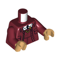 Torse, veste, tenue, chemise blanche, motif imprimé chaîne or, bras rouge foncé, mains beige chaud (Torso, Jacket, Suit, White Shirt, Gold Chain Print, Dark Red Arms, Warm Tan Hands)