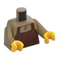 Torse, tablier, brun rougeâtre avec motif imprimé poche, bras beige foncé, mains jaunes (Torso, Apron, Reddish Brown with Pocket Print, Dark Tan Arms, Yellow Hands)