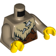 Torse, fourrures d'animaux, couches avec motif imprimé en os (Caveman), bras beige foncé, mains jaunes (Torso, Animal Furs, Layered with Bone Print (Caveman), Dark Tan Arms, Yellow Hands)