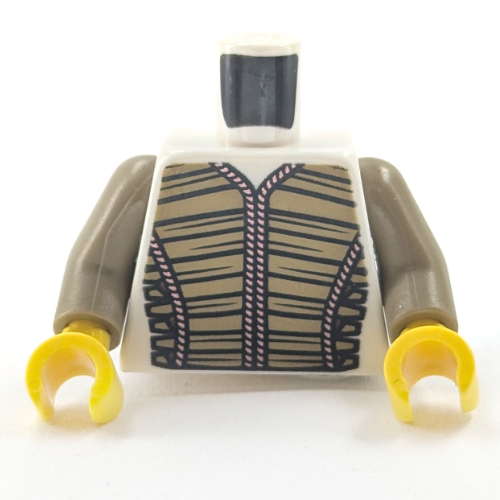 Visuel indicatif Rebrickable de Torse, gilet, beige foncé Couches imprimées, bras beige foncé, mains jaunes (Torso, Vest, Dark Tan Layers Print, Dark Tan Arms, Yellow Hands)