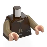 Visuel indicatif Rebrickable de Torse, robe jedi, ceinture, imprimé chemise beige foncé, bras beige foncé, mains nougat clair (Torso, Jedi Robes, Belt, Dark Tan Shirt Print, Dark Tan Arms, Light Nougat Hands)