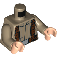 Torse, col mandarin et ceinture utilitaire brun rougeâtre avec poches et boucle avant et croix-sangle et boucles arrière motif imprimé (soldat de résistance), bras beige foncé, mains nougat clair (Torso, Mandarin Collar and Reddish Brown Utility Belt with Pouches and Buckle Front and Cross-strap and Buckles Back Print (Resistance Soldier), Dark Tan Arms, Light Nougat Hands)