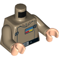 Visuel indicatif Rebrickable de Torse, chemise et bleu, rouge et jaune insigne insigne motif imprimé (Grand Moff Tarkin), bras beige foncé, mains nougat clair (Torso, Shirt and Blue, Red, and Yellow Insignia Badge Print (Grand Moff Tarkin), Dark Tan Arms, Light Nougat Hands)