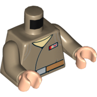 Torse, veste avec insigne de grade de lieutenant de résistance et ceinture de nougat moyen imprimé, bras beige foncé, mains nougat clair (Torso, Jacket with Resistance Lieutenant Rank Badge and Medium Nougat Belt Print, Dark Tan Arms, Light Nougat Hands)