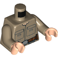 Visuel indicatif Rebrickable de Torse, chemise avec ceinture marron rougeâtre, et motif imprimé poches, bras beige foncé, mains nougat clair (Torso, Shirt with Reddish Brown Belt, and Pockets Print, Dark Tan Arms, Light Nougat Hands)