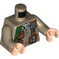 Visuel indicatif Rebrickable de Torse, chemise, poches, ceinture utilitaire / sangle, corde d'escalade, motif imprimé talkie-walkie, bras beige foncé, mains nougat clair (Torso, Shirt, Pockets, Utility Belt/Strap, Climbing Rope, Walkie Talkie Print, Dark Tan Arms, Light Nougat Hands)
