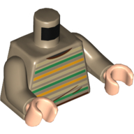 Torse, pull, vert, jaune, et motif imprimé de rayures de beige, bras beige foncé, mains nougat clair (Torso, Sweater, Green, Yellow, and Tan Stripes Print, Dark Tan Arms, Light Nougat Hands)