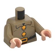 Torse, boutons orange clair lumineux, boucle de ceinture, motif imprimé ceinture noire, bras beige foncé, mains nougat clair (Torso, Bright Light Orange Buttons, Belt Buckle, Black Belt Print, Dark Tan Arms, Light Nougat Hands)