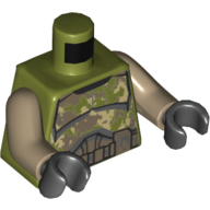Torse, camouflage kashyyyk clone armure de soldat motif imprimé, bras beige foncé, mains noires (Torso, Camouflage Kashyyyk Clone Trooper Body Armour Print, Dark Tan Arms, Black Hands)