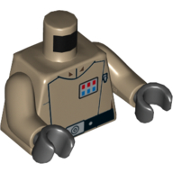 Visuel indicatif Rebrickable de Torse, motif imprimé officier impérial (style bande dessinée rebelle), bras beige foncé, mains noires (Torso, Imperial Officer Print (Rebels Cartoon Style), Dark Tan Arms, Black Hands)