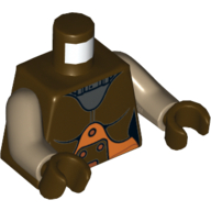 Visuel indicatif Rebrickable de Torse, combinaison spatiale avec ceinture orange et col argenté plaque imprimé (Hera Syndulla), bras beige foncé, mains brun foncé (Torso, Space Jumpsuit with Orange Belt and Silver Neck Plate Print (Hera Syndulla), Dark Tan Arms, Dark Brown Hands)