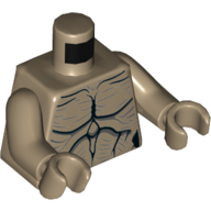 Torse, Demogorgon poitrine nue avec motif imprimé Muscles, bras et mains beige foncé (Torso, Demogorgon Bare Chest with Muscles Print, Dark Tan Arms and Hands)
