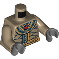 Torse, emballage de bandage avec collier en or et motif imprimé ceinture en or (amset-ra), bras beige foncé, mains gris bleuté foncé (Torso, Bandage Wrapping with Gold Necklace and Gold Belt Print (Amset-Ra), Dark Tan Arms, Dark Bluish Gray Hands)